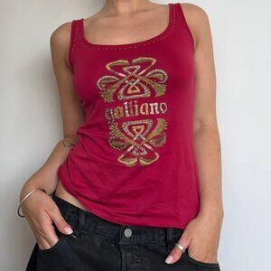 Vintage John Galliano Red Embroidered Boho Tank